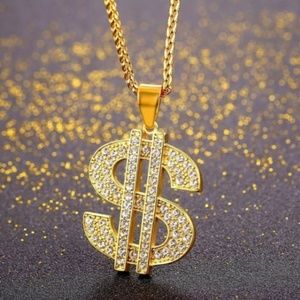 Mens "Bradley" 18K Gold Plated Dollar Necklace